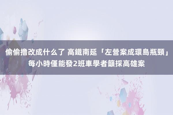 偷偷撸改成什么了 高鐵南延「左營案成環島瓶頸」每小時僅能發2班車　學者籲採高雄案